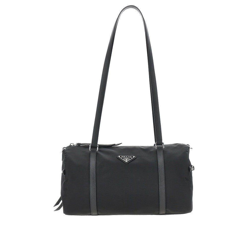 Leather and Re-Nylon large bowling bag