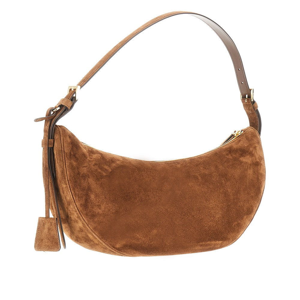 Suede leather large Prada Demi-lune bag