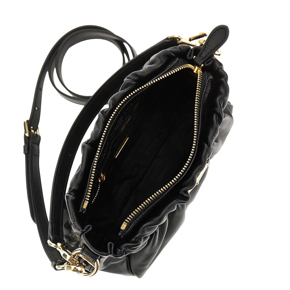 Gathered nappa leather bag