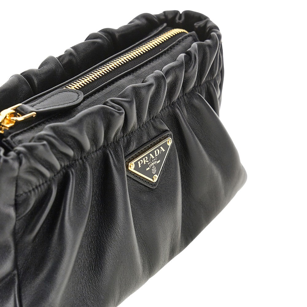 Gathered nappa leather bag
