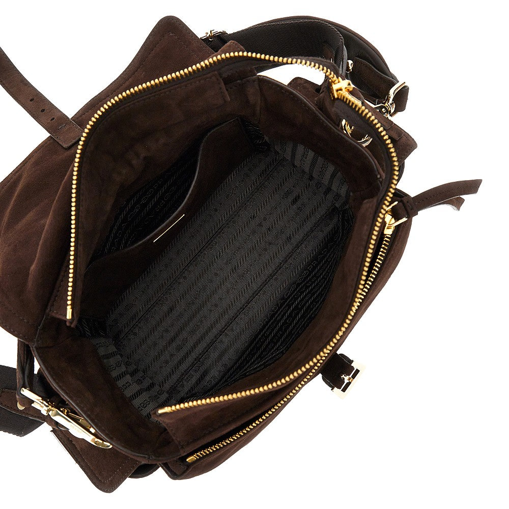Suede leather medium 'Prada Explore' bag