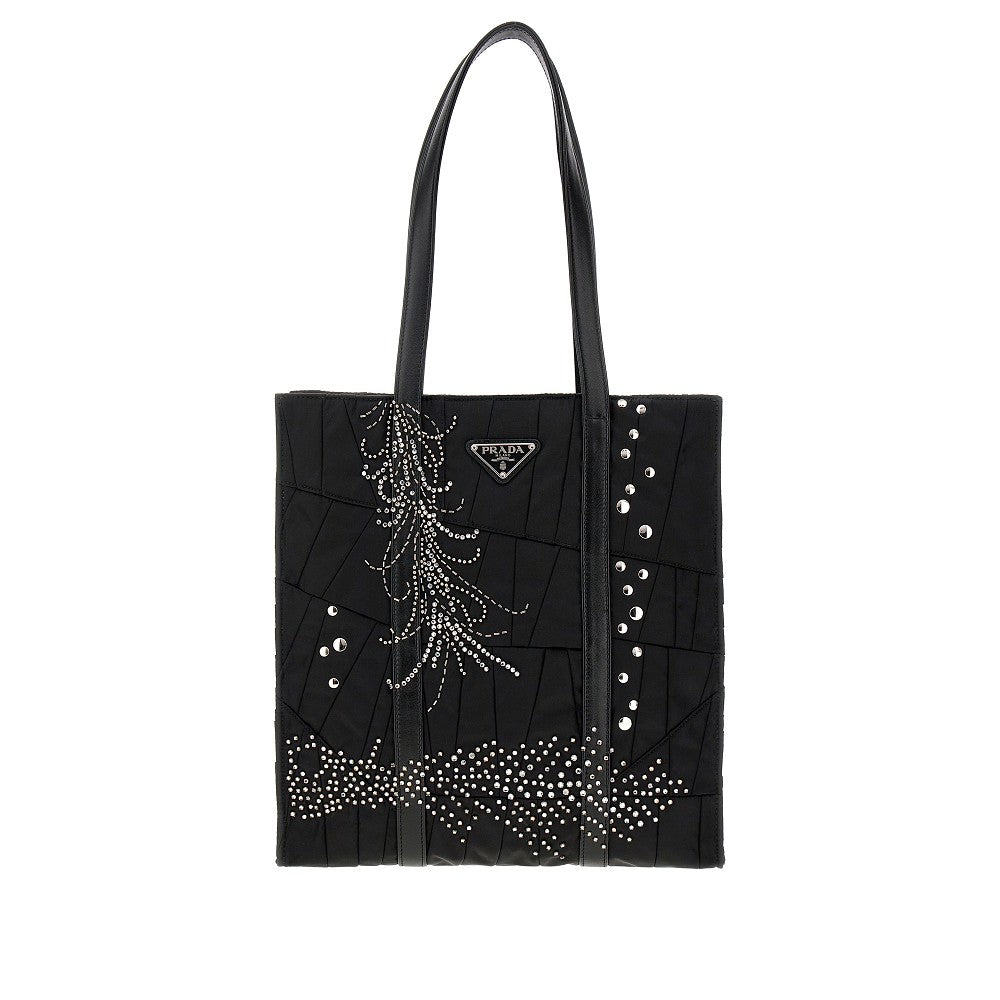 Embroidered Re-Nylon medium shopping bag