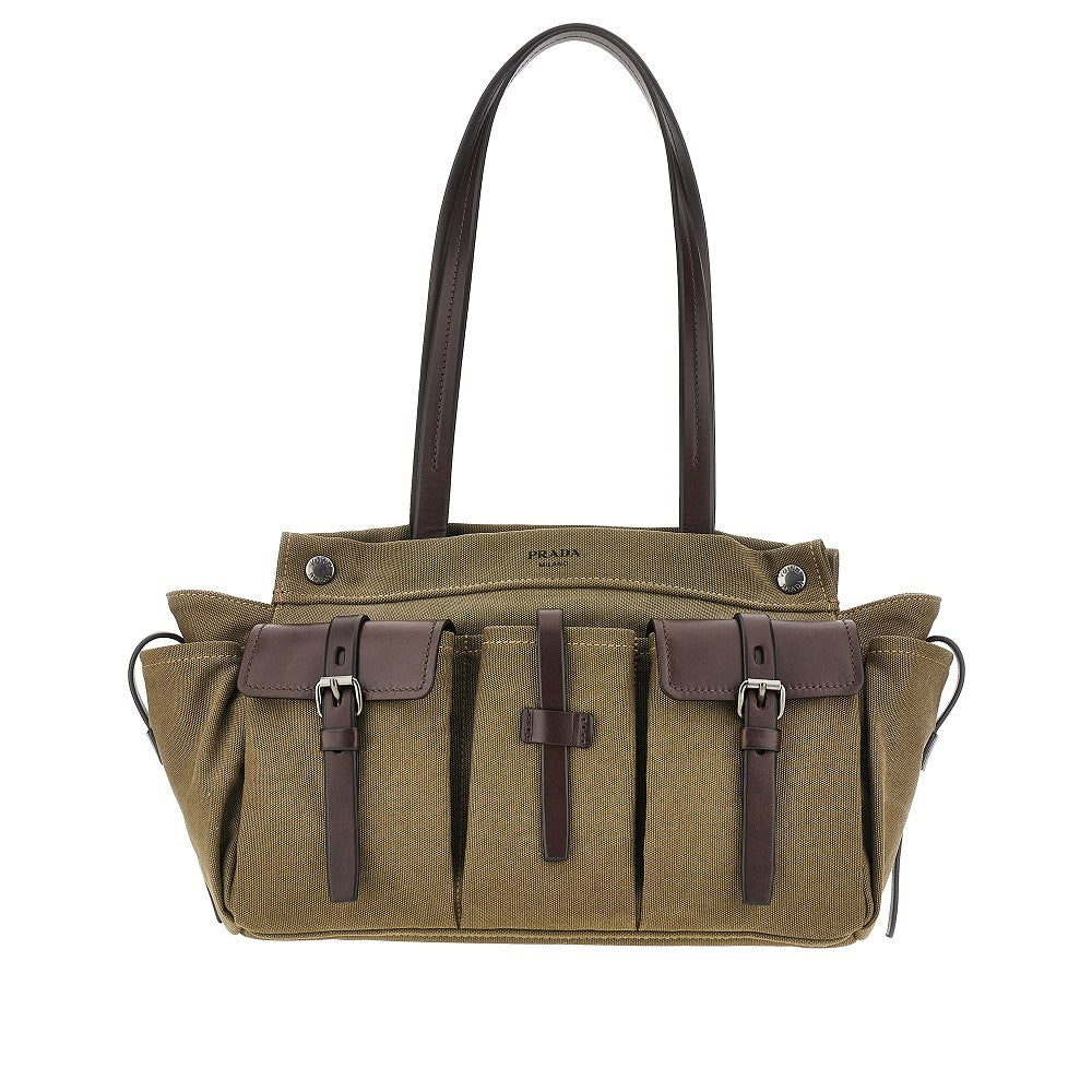 Canvas and leather large 'Prada Route' bag