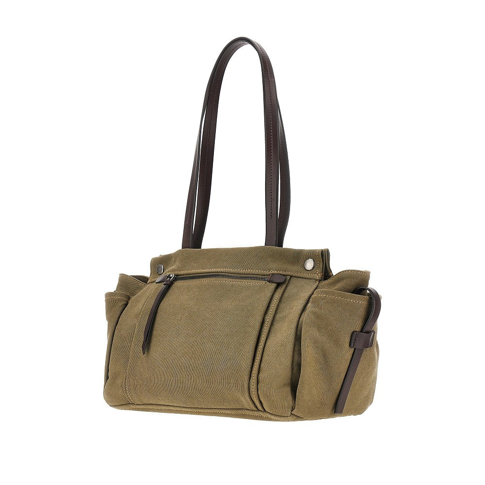 Canvas and leather large 'Prada Route' bag