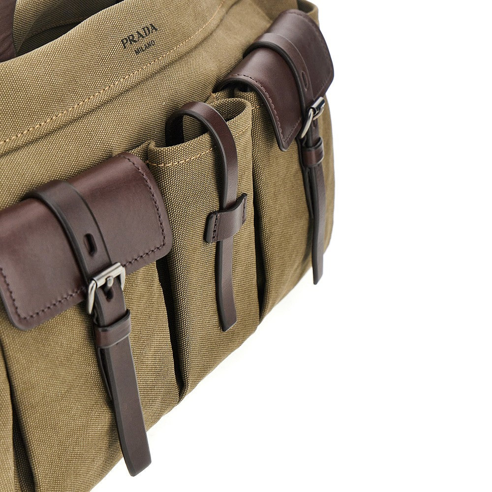 Canvas and leather large 'Prada Route' bag