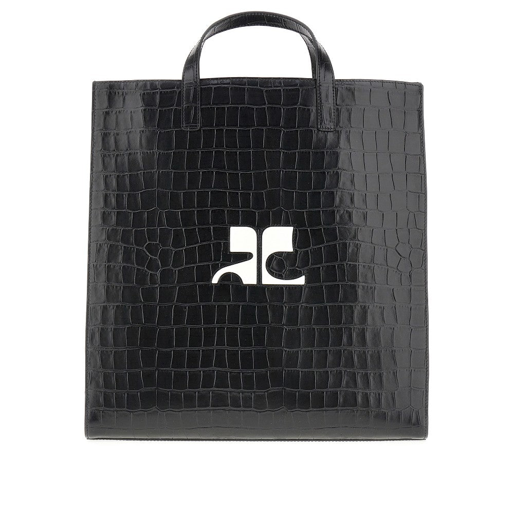 Croco-print leather Heritage tote bag
