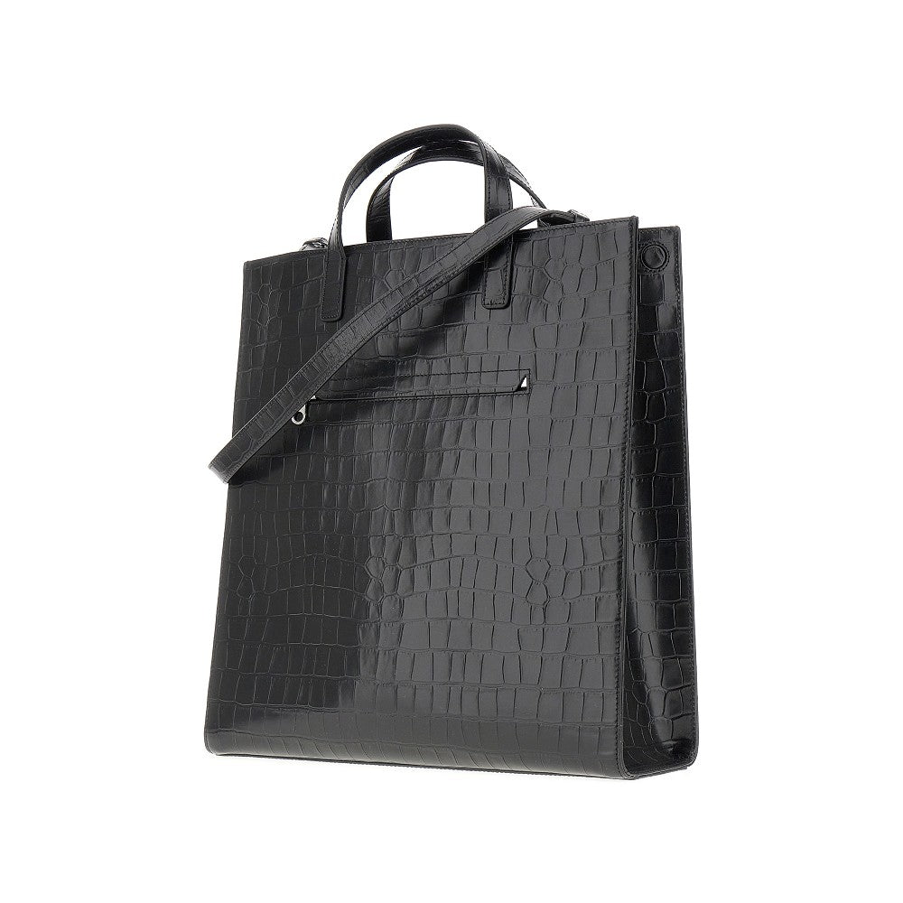 Croco-print leather Heritage tote bag