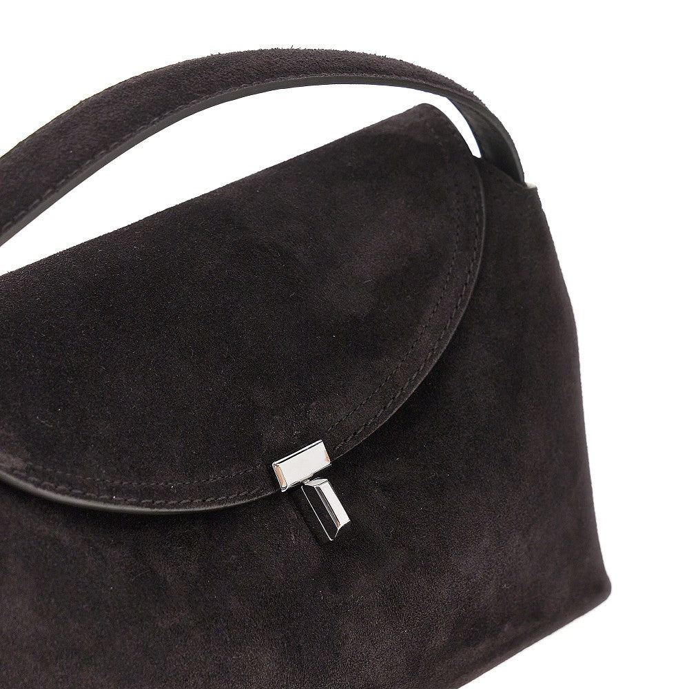 Borsa top-handle 'T-Lock' in pelle scamosciat