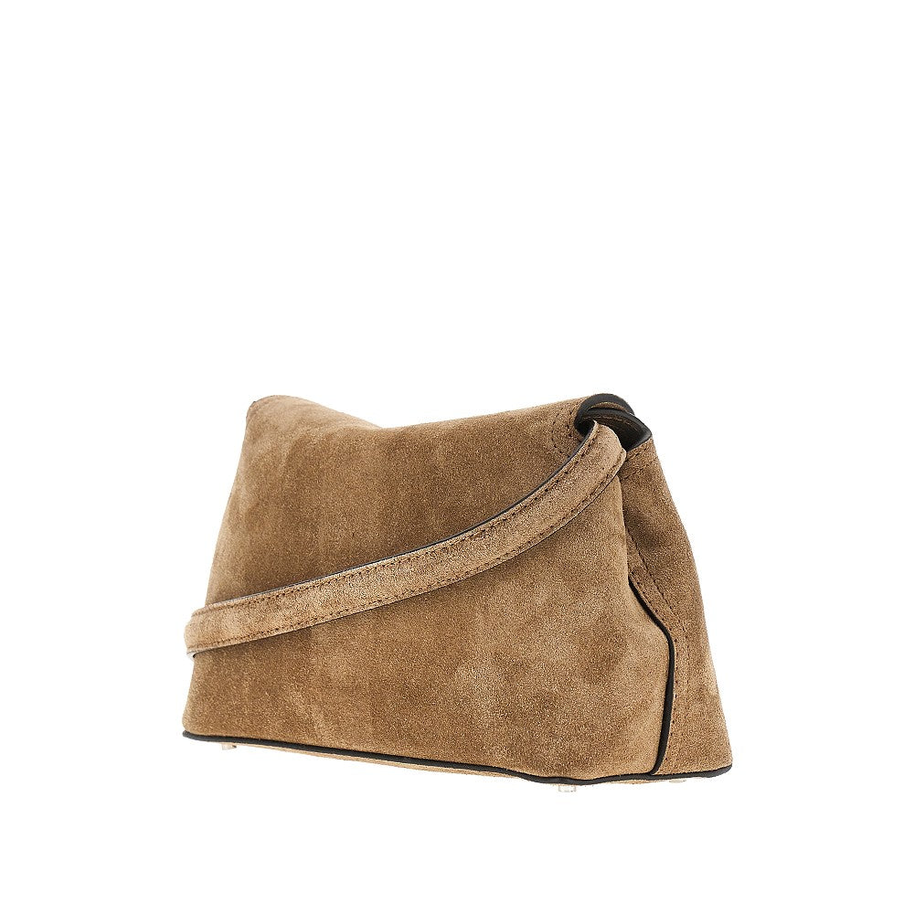 Clutch 'T-lock' in pelle scamosciata