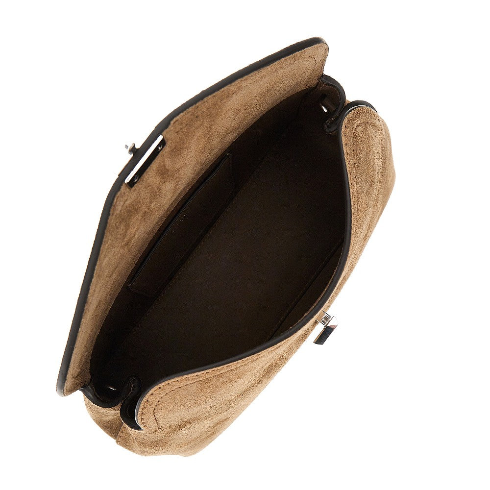 Clutch 'T-lock' in pelle scamosciata
