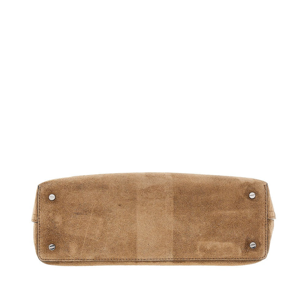 Clutch 'T-lock' in pelle scamosciata
