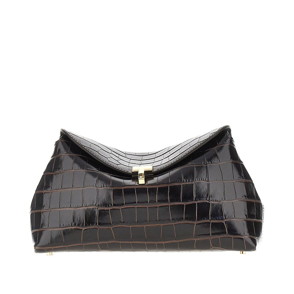 Clutch T-Lock in pelle stampa cocco