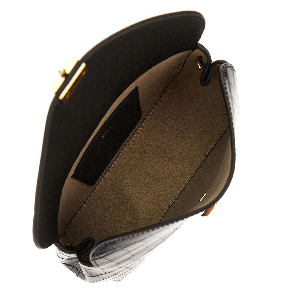Clutch T-Lock in pelle stampa cocco