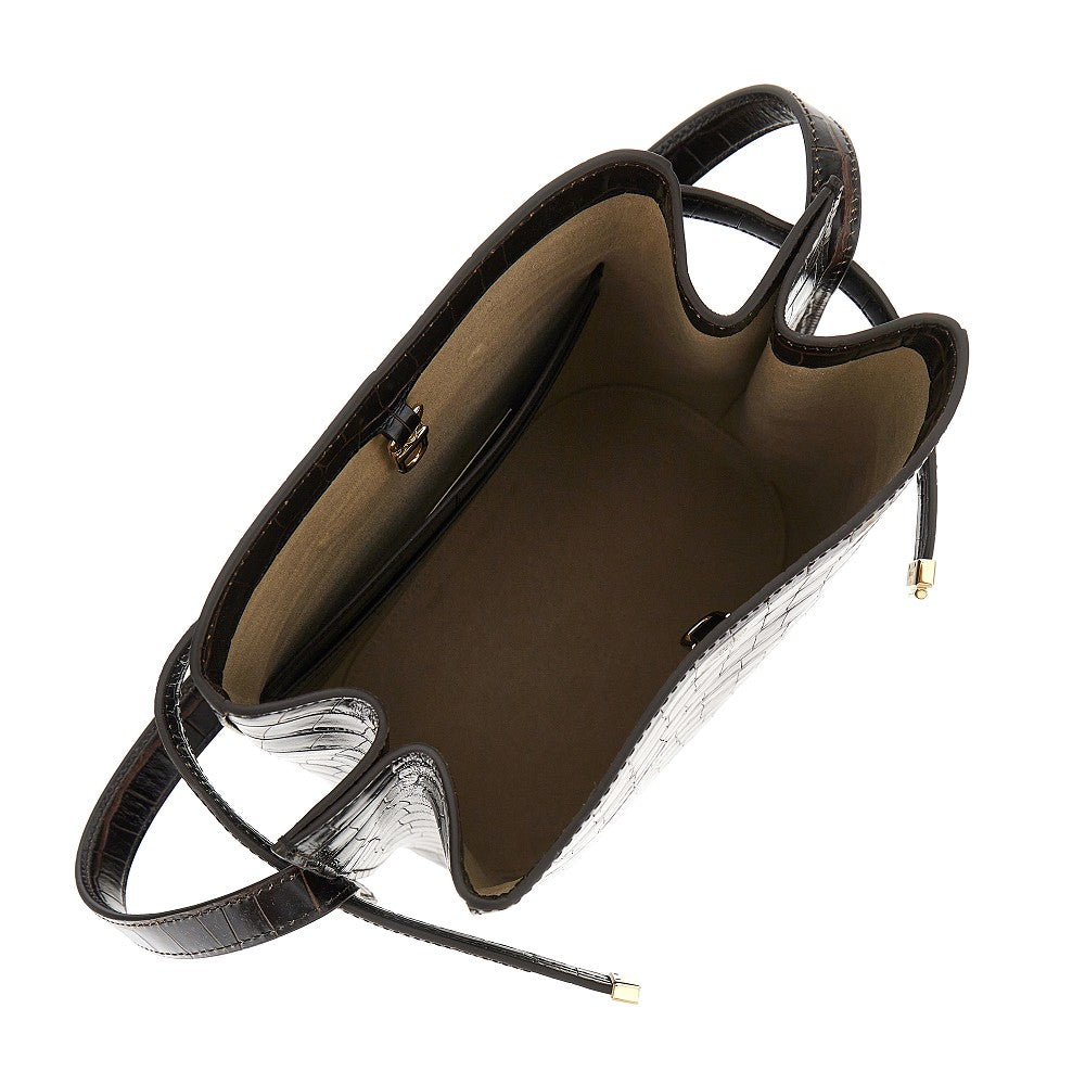 Borsa secchiello Belted in pelle stampa cocco