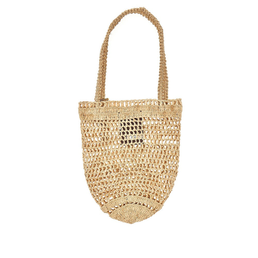 Borsa tote piccola 'Summer Banana' in rafia