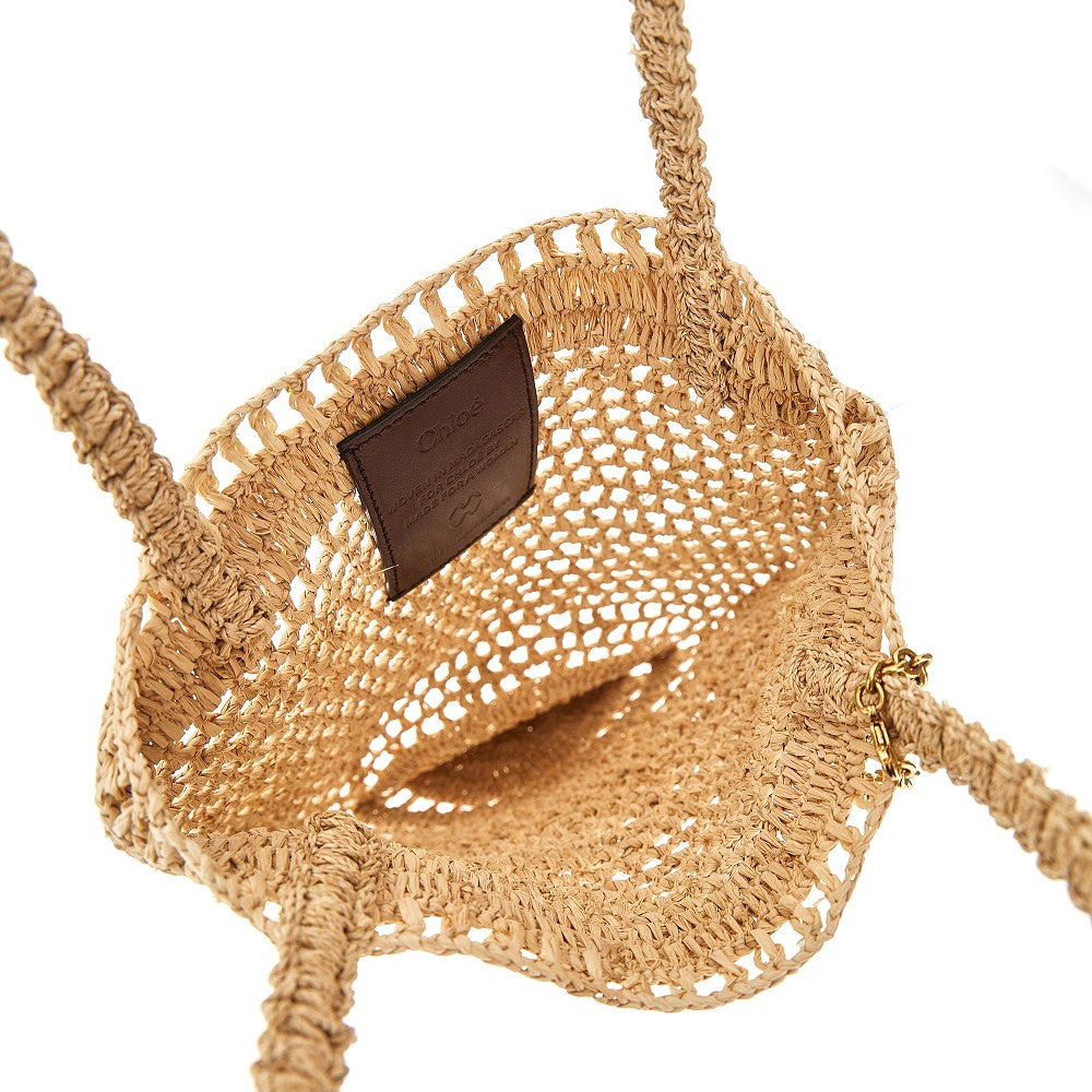 Borsa tote piccola 'Summer Banana' in rafia