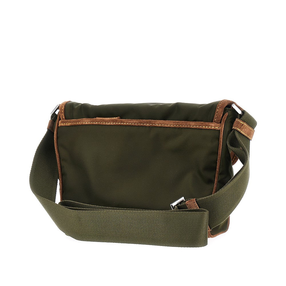 Re-Nylon and leather crossbody bag