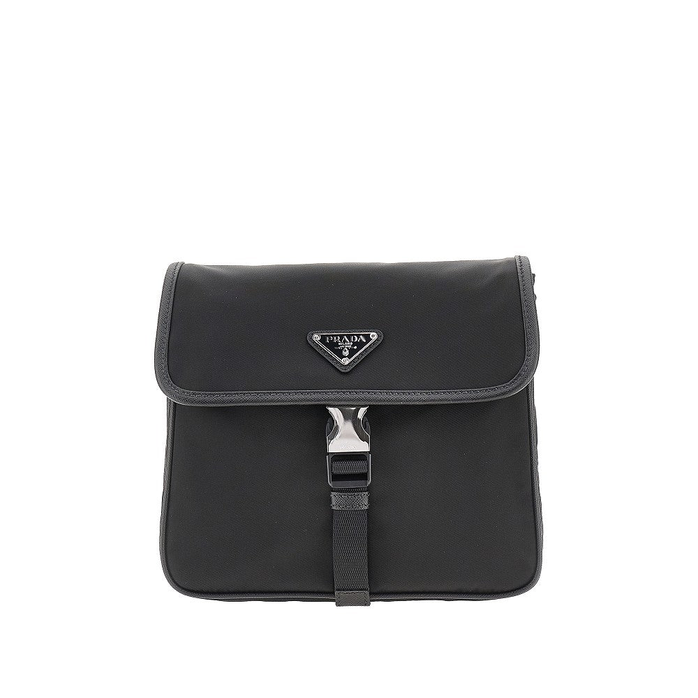 Borsa a tracolla in Re-Nylon e pelle Saffiano