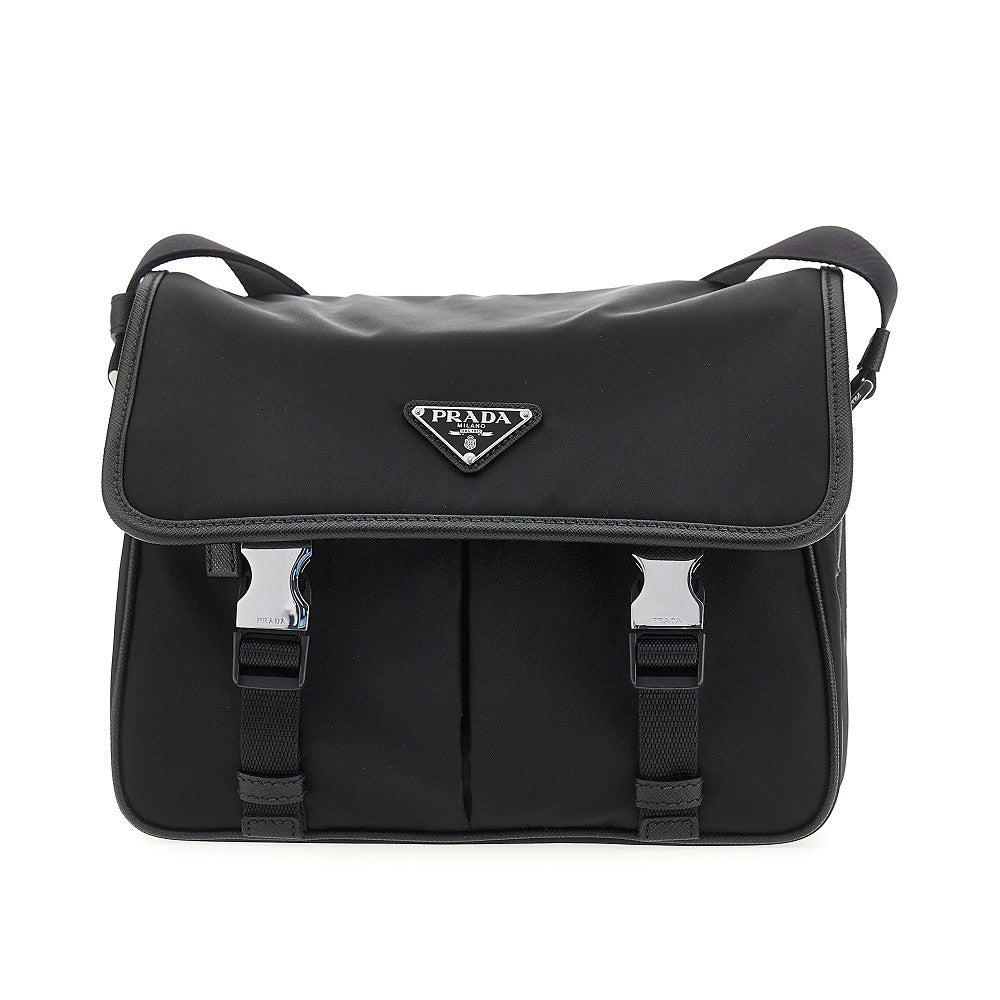 Borsa a tracolla in Re-Nylon e pelle Saffiano