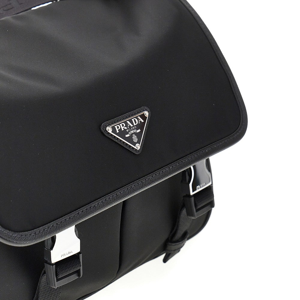 Borsa a tracolla in Re-Nylon e pelle Saffiano