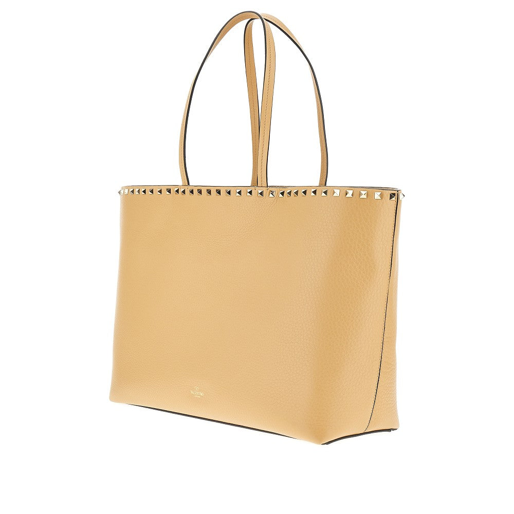 Grained leather &#39;Rockstud&#39; shopping bag
