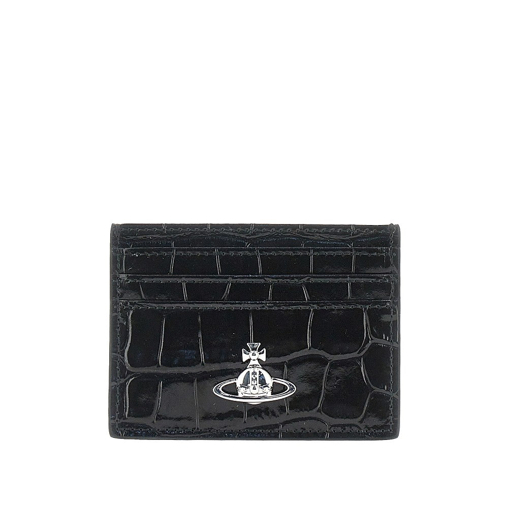Croco-embossed leather cardholder