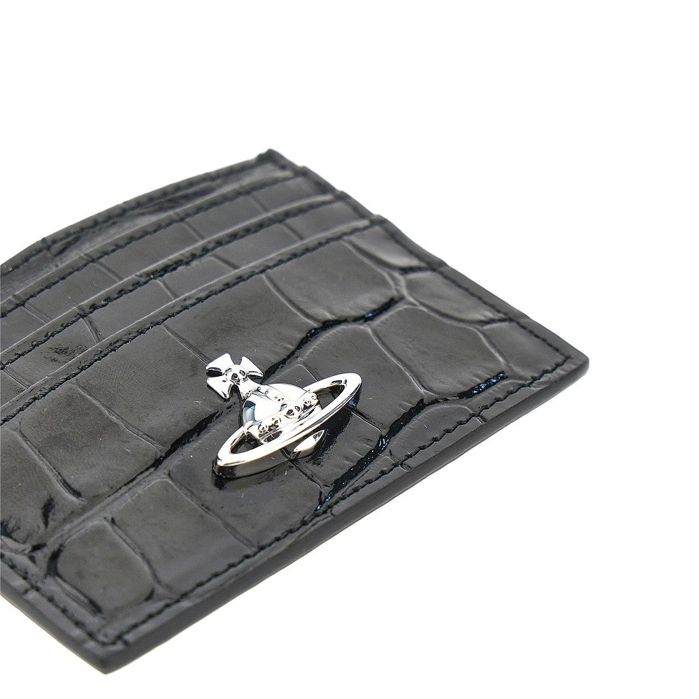 Croco-embossed leather cardholder