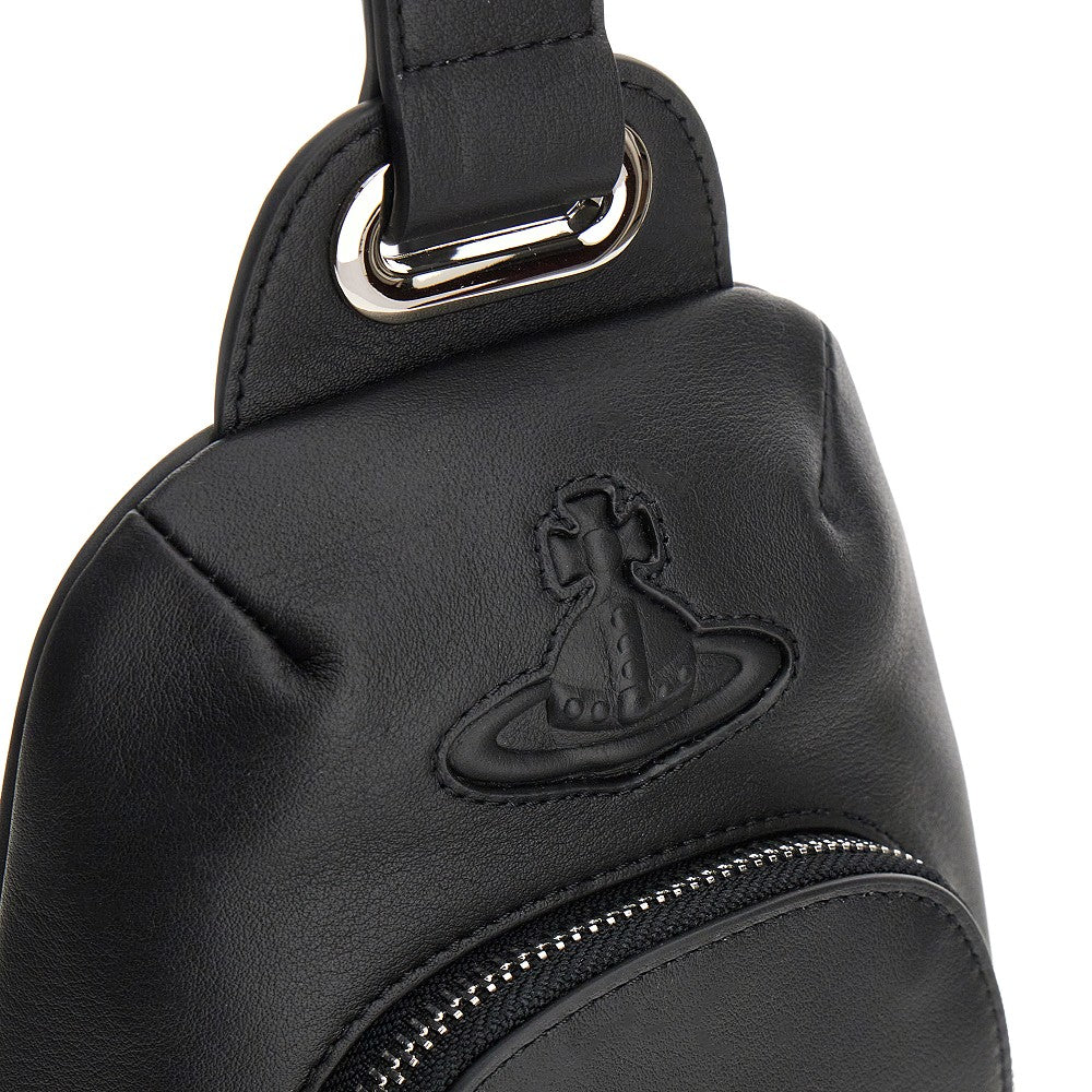 Borsa a tracolla in pelle con logo Orb