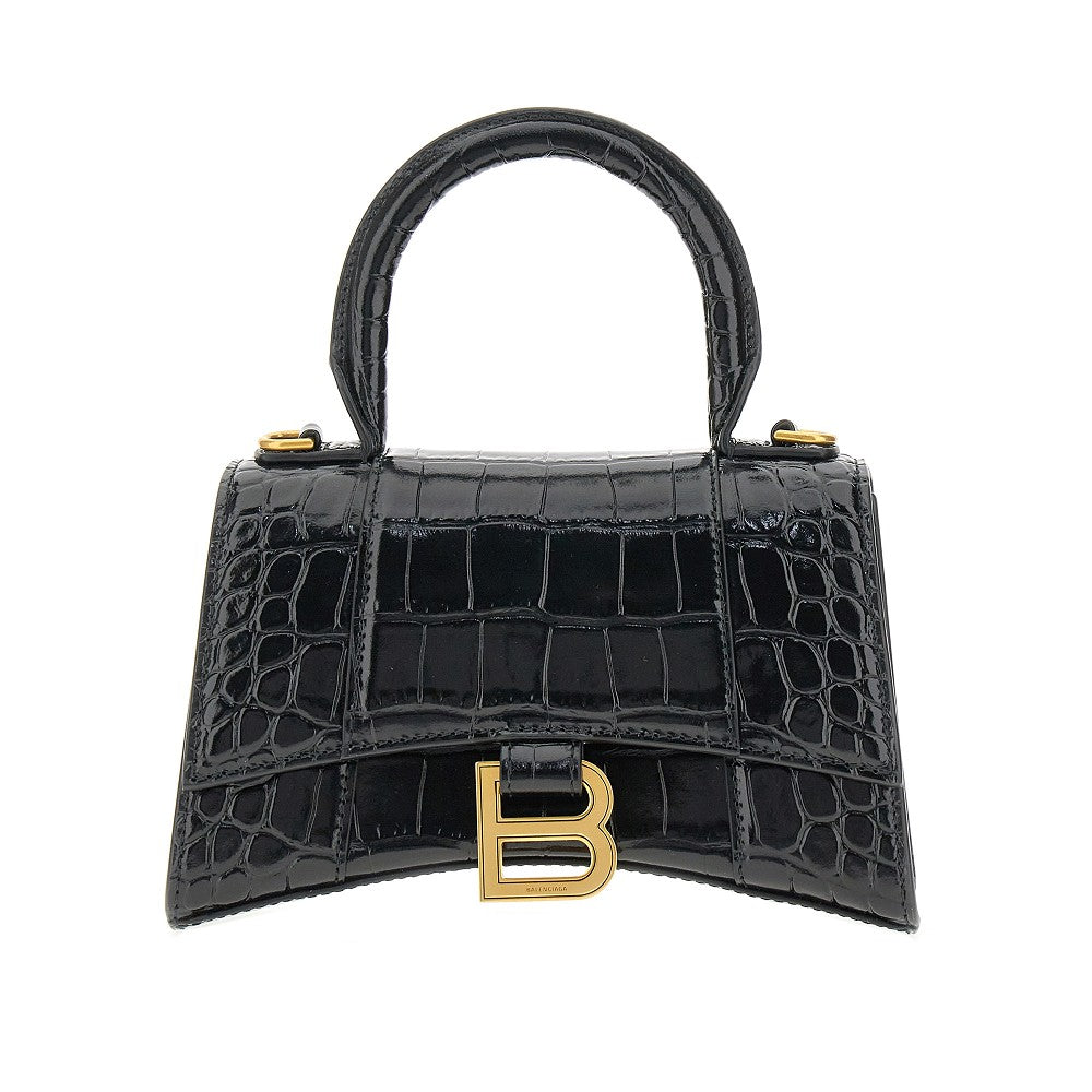 Croco-embossed leather XS Hourglass bag