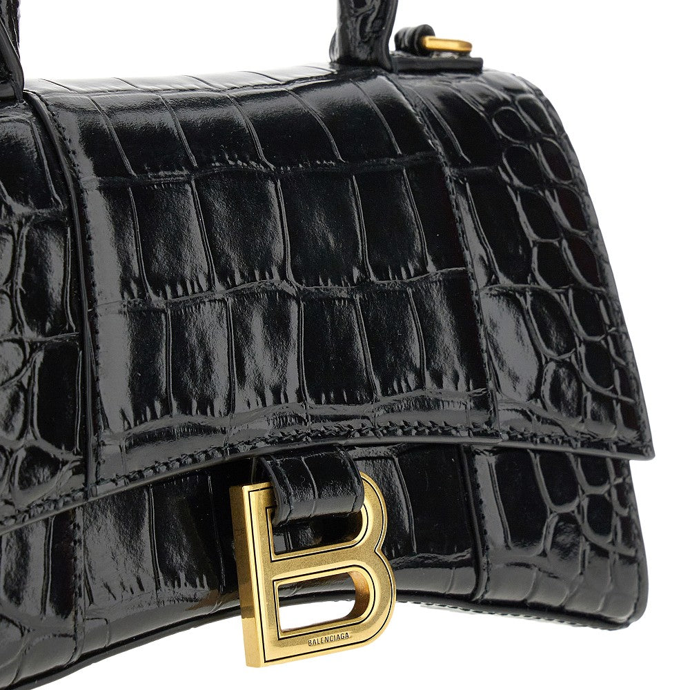 Croco-embossed leather XS Hourglass bag
