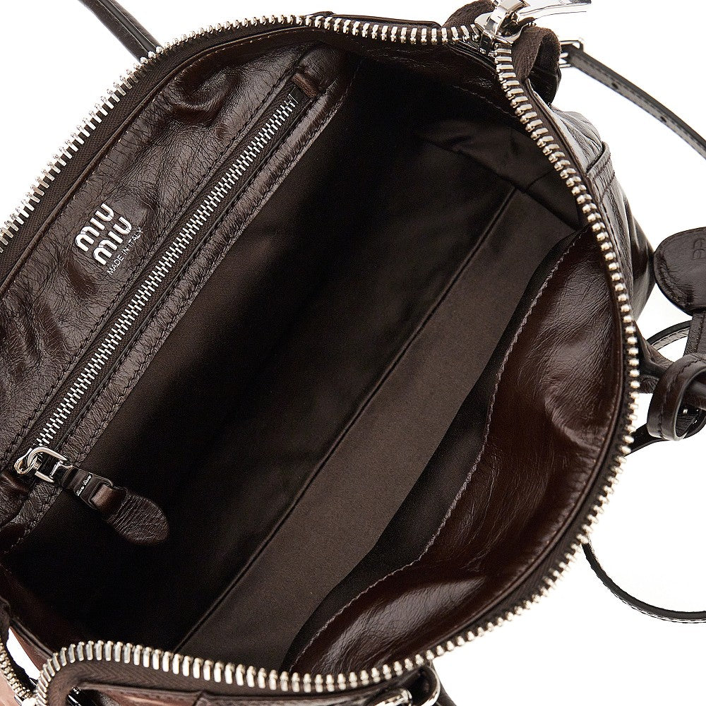 Embossed logo leather bag