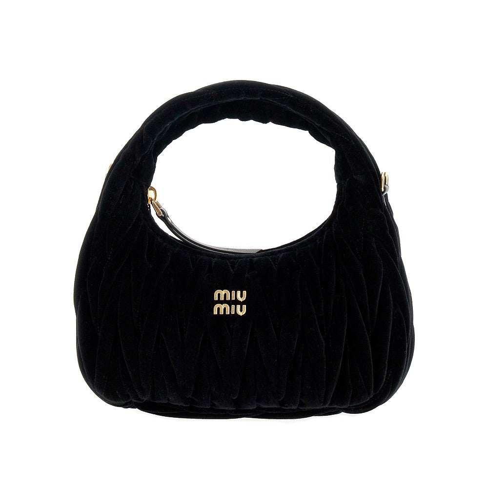 Borsa hobo Miu Wander piccola in velluto
