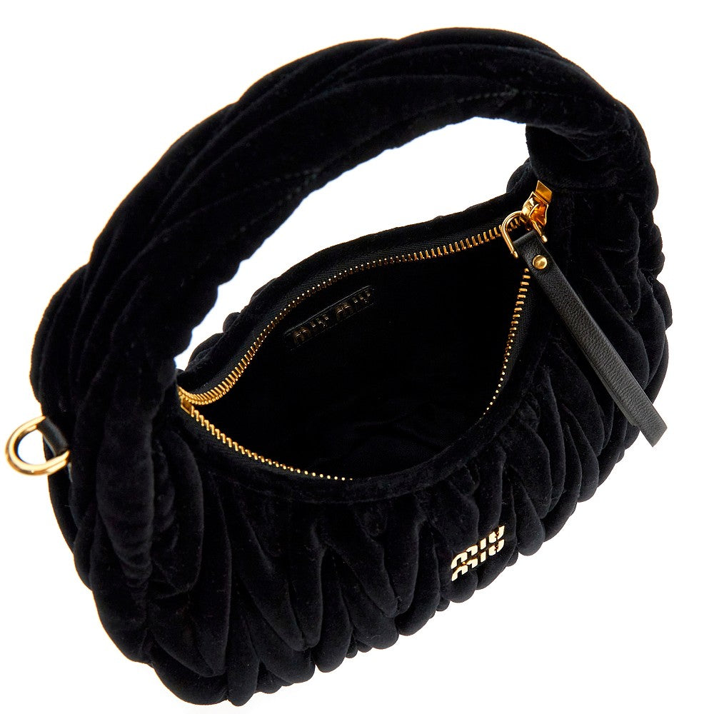 Borsa hobo Miu Wander piccola in velluto