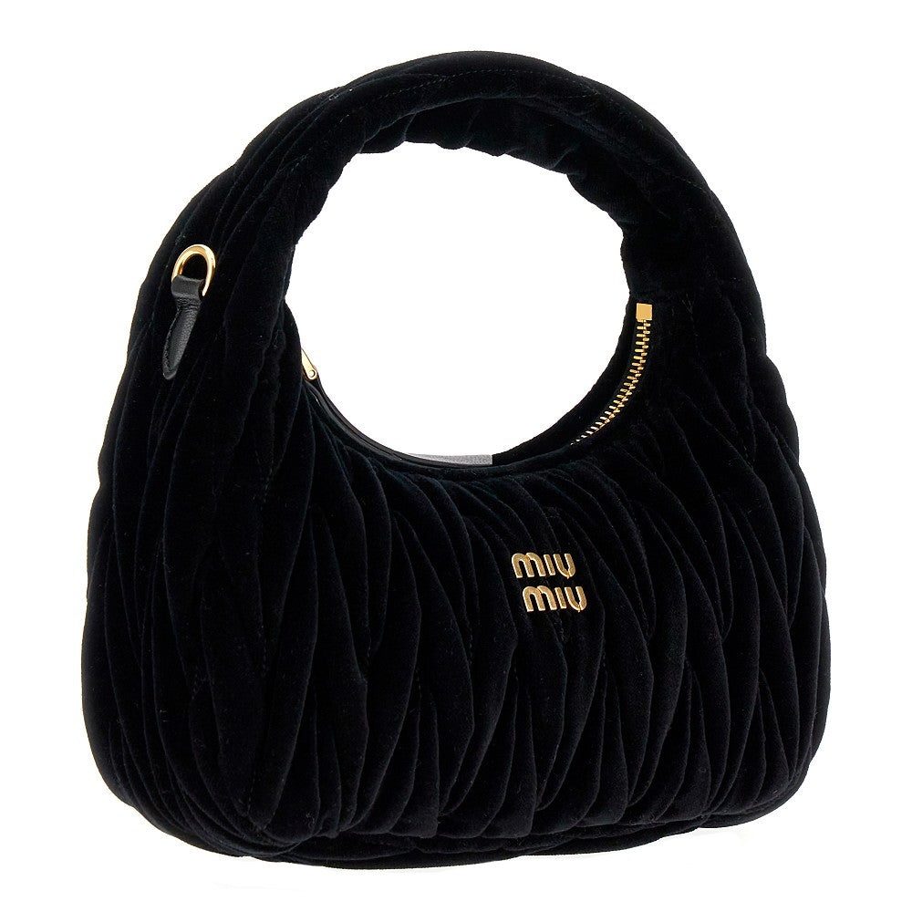 Borsa hobo Miu Wander piccola in velluto