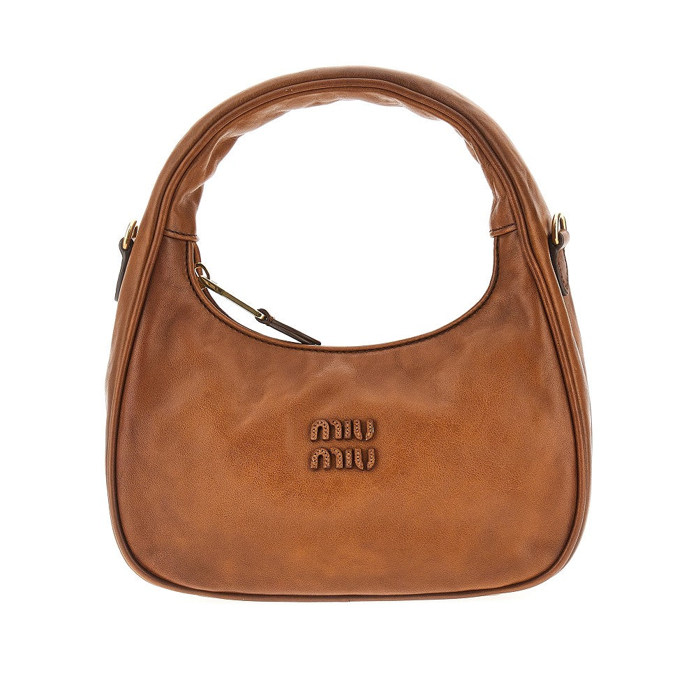 Borsa hobo Miu Wander in pelle invecchiata