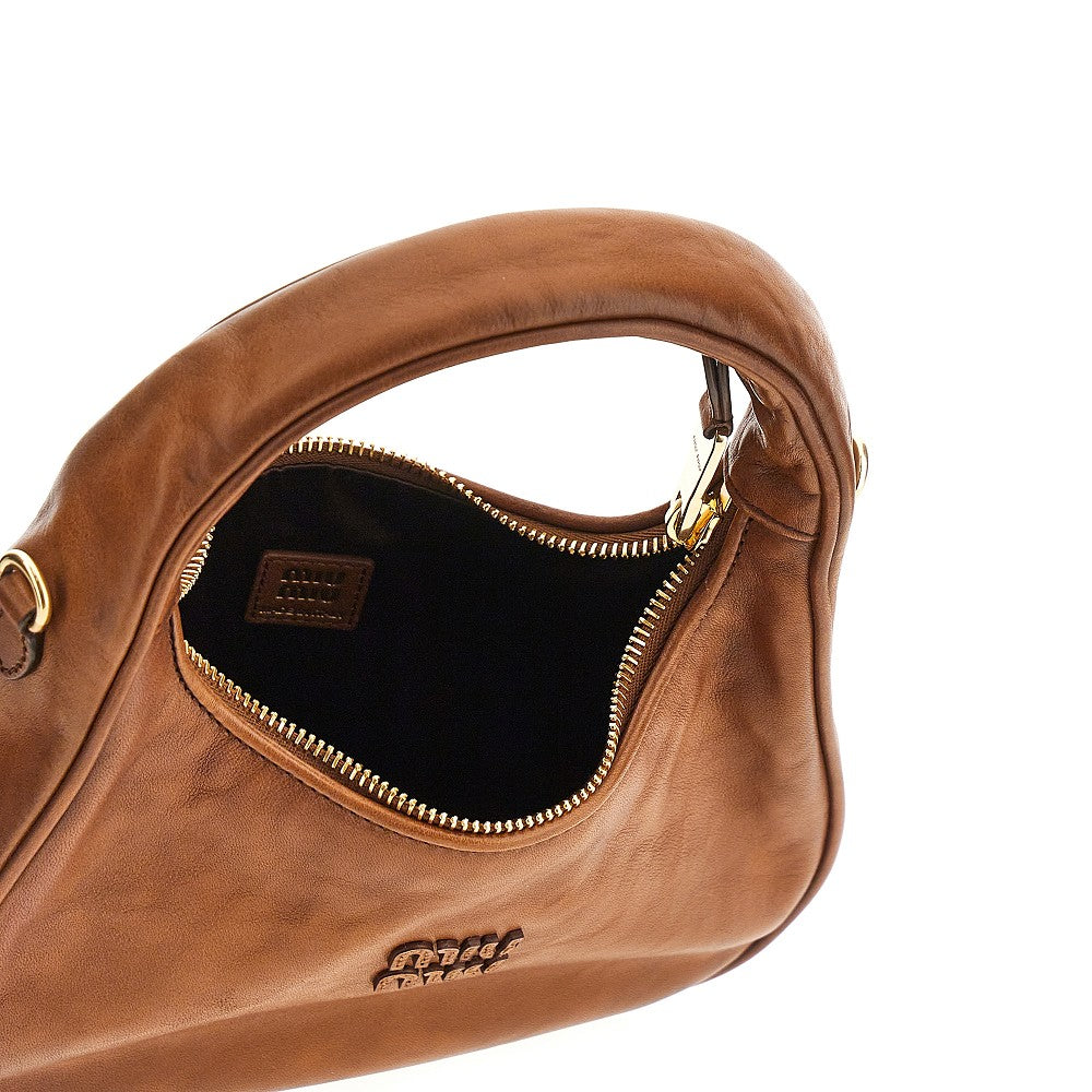 Borsa hobo Miu Wander in pelle invecchiata
