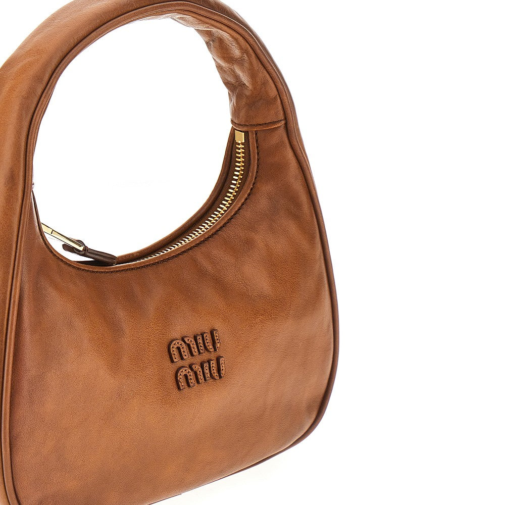 Borsa hobo Miu Wander in pelle invecchiata