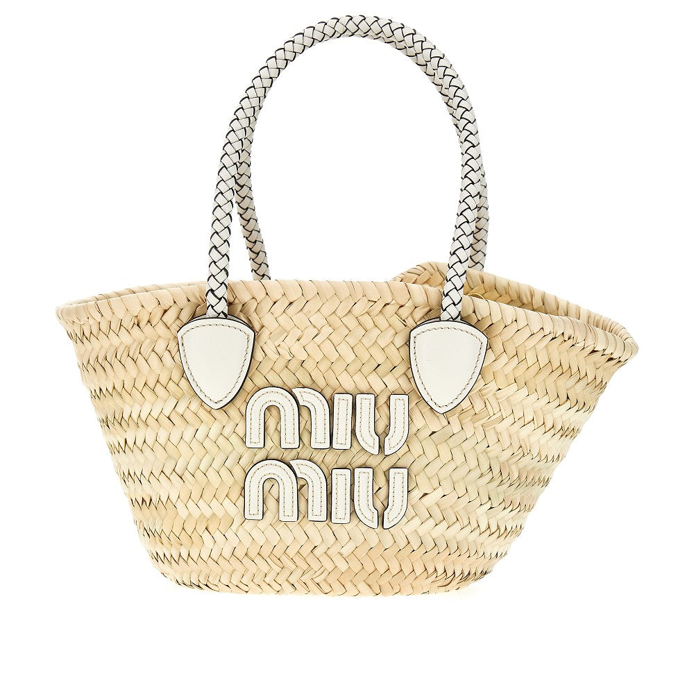 Woven palmito Basket Bag with logo
