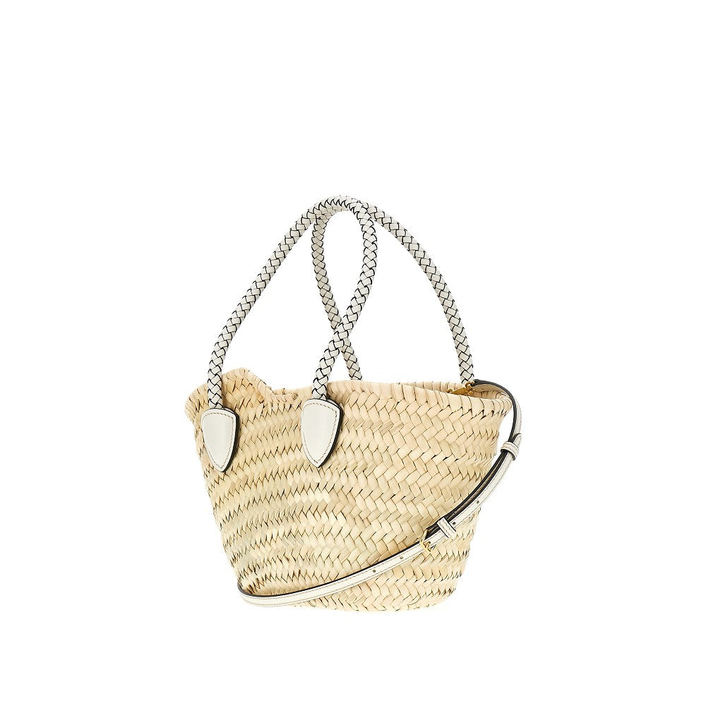 Woven palmito Basket Bag with logo