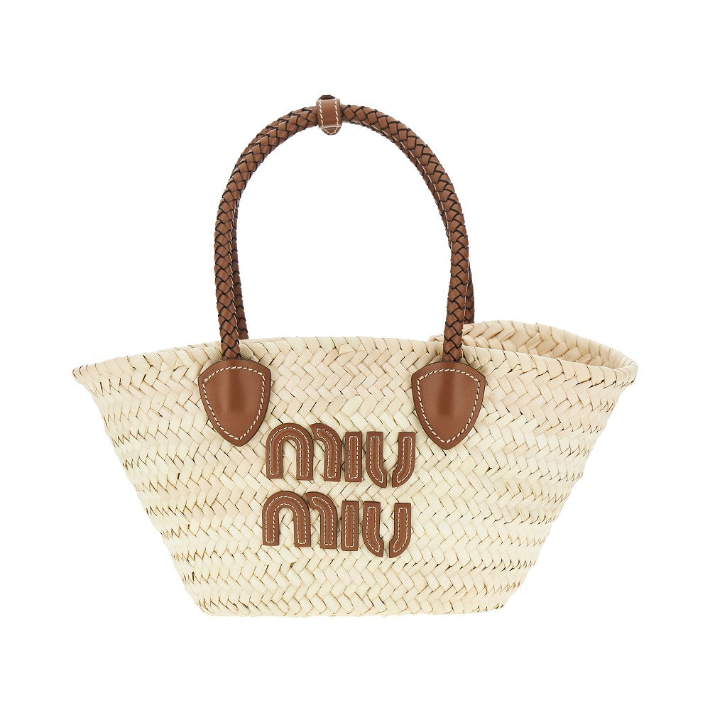 Basket Bag in palmito intrecciato con logo
