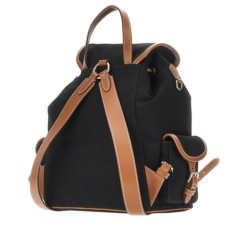 Canvas backpack with leather details