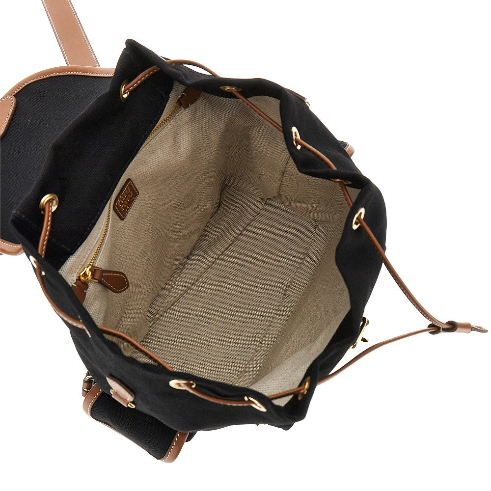 Canvas backpack with leather details