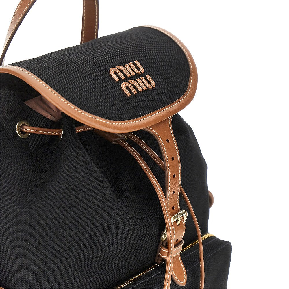 Canvas backpack with leather details