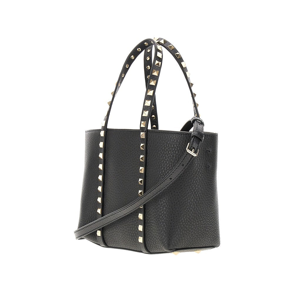 Grained leather 'Rockstud' mini tote bag