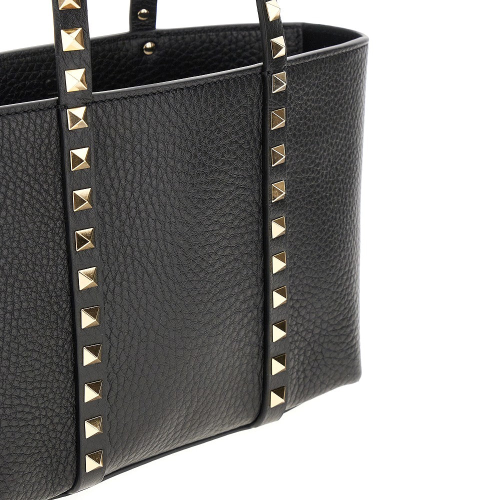 Grained leather &#39;Rockstud&#39; mini tote bag