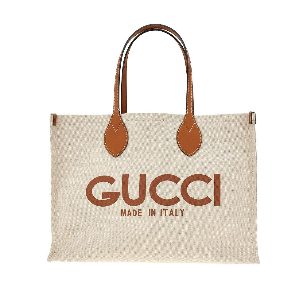 Large canvas tote bag with logo print
