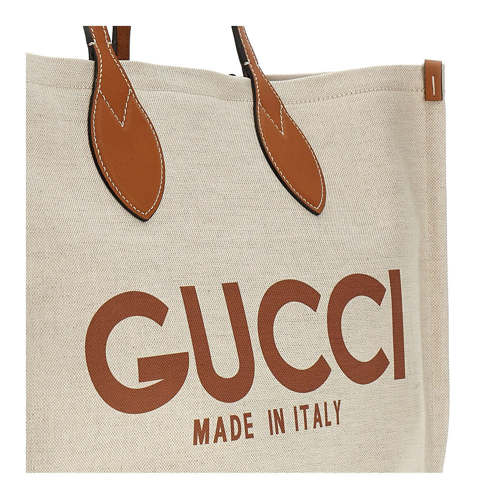 Tote bag grande in tela con stampa logo