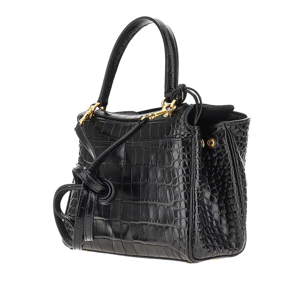 Croco-embossed leather mini 'Rodeo' bag