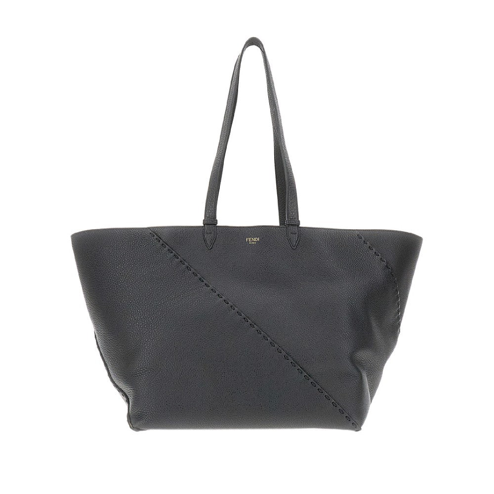 Shopping bag &#39;Diagonal&#39; grande in pelle