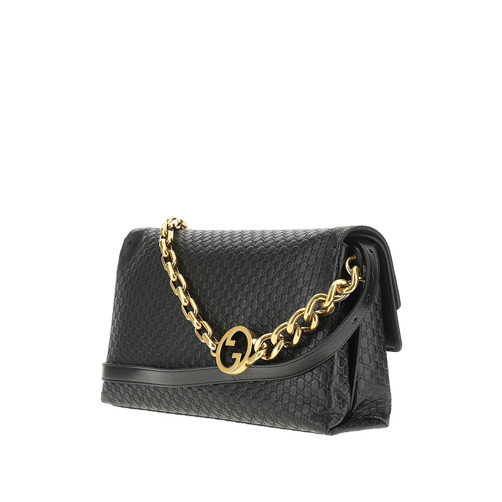 Leather bag with GG Interlock chain